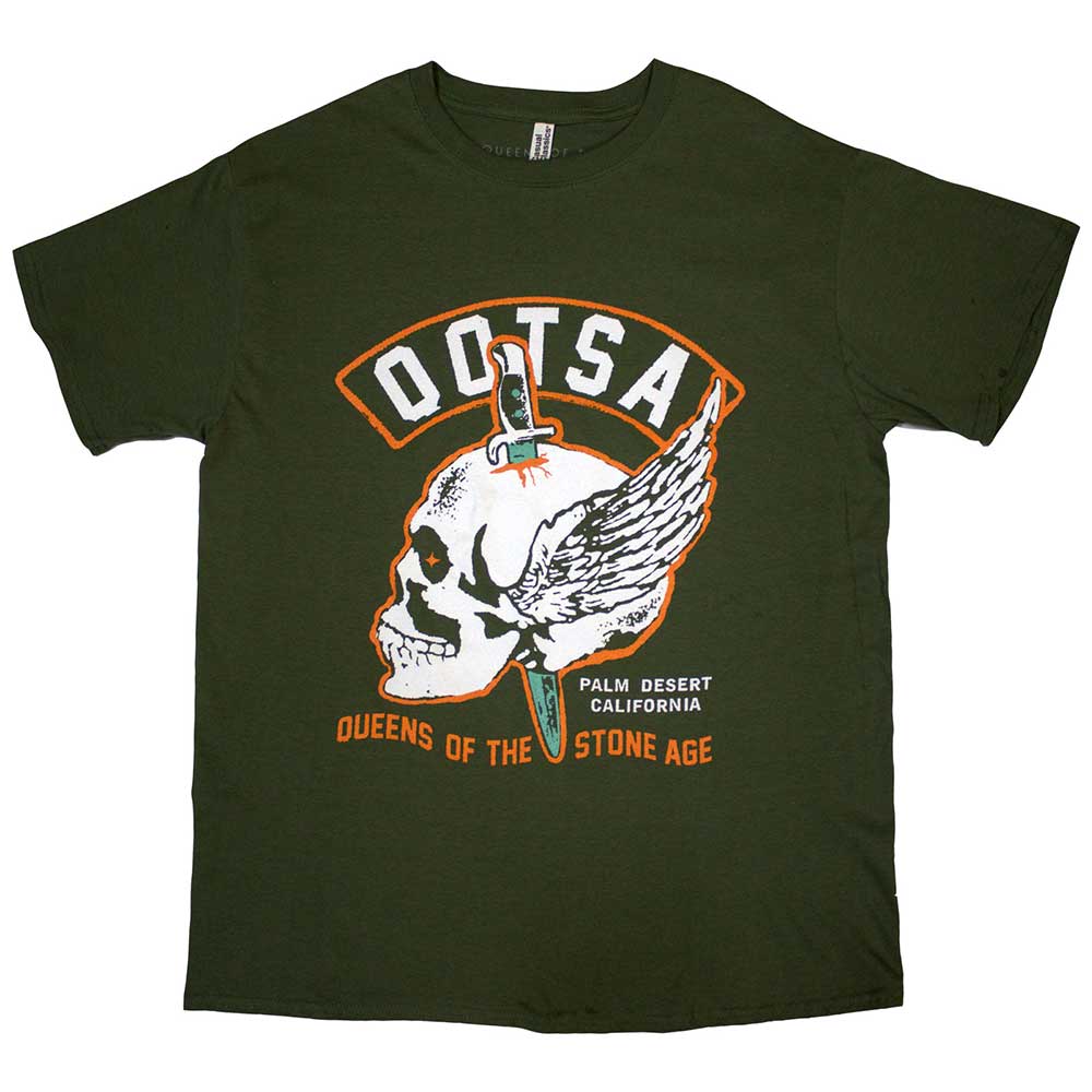 Rock Off Queens Of The Stone Age T-Shirt Ufficiale Winged Skull, Verde, Taglie S-XXL - 3