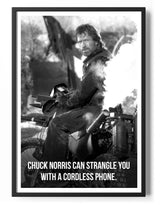 Chuck Norris Can Strangle You With A Cordless Phone Poster Posters fra Chuck Norris