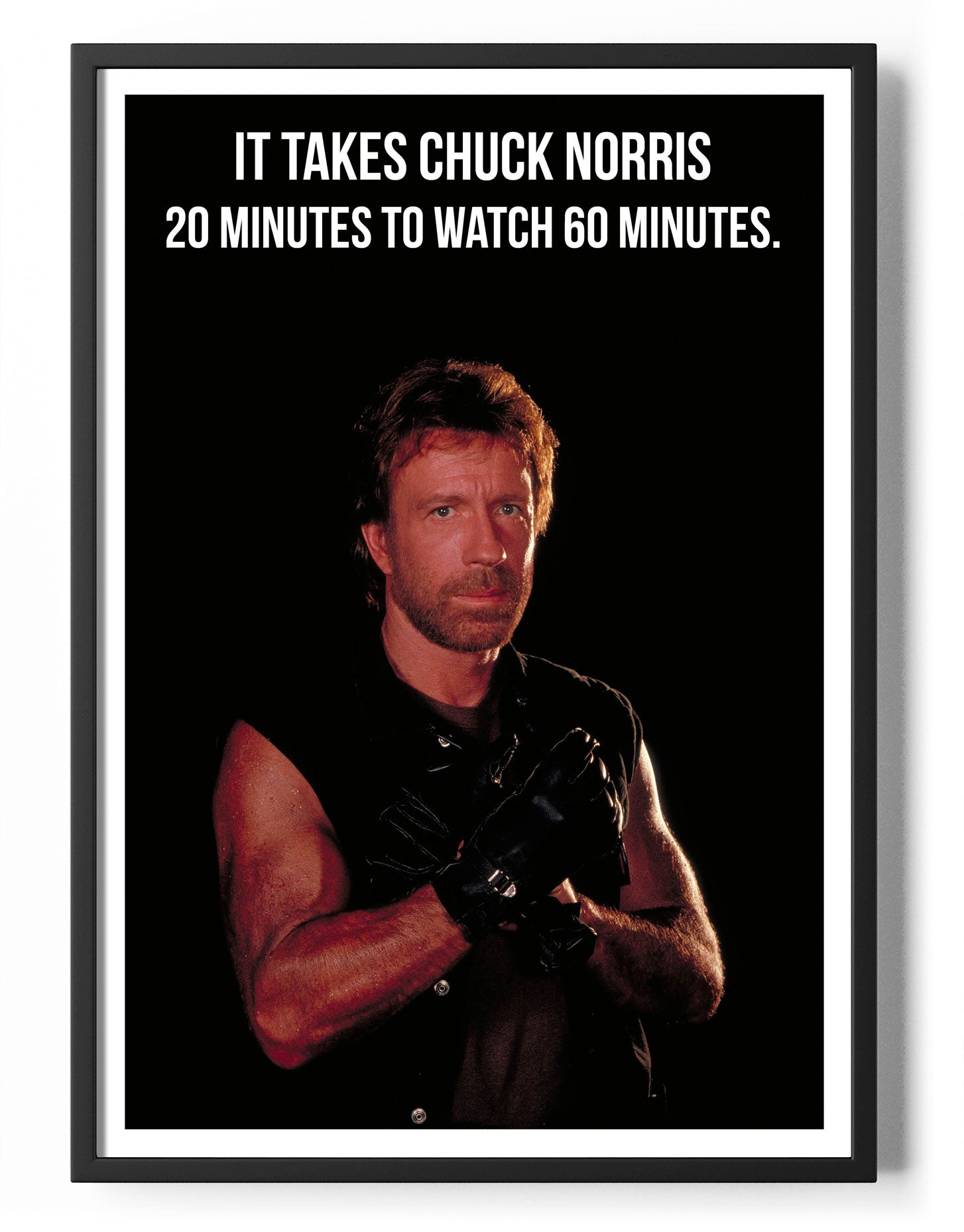 It Takes Chuck Norris 20 Minutes To Watch 60 Minutes Poster Posters fra Chuck Norris