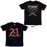 21 Savage: Death Before Dishonor Daggers T-Shirt (Back Print)
