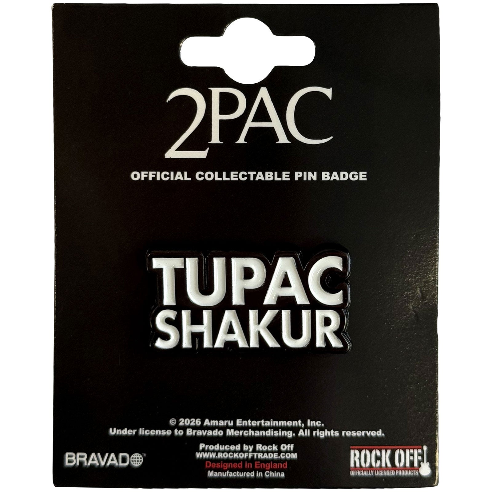 Tupac: Text Logo Pin badge – officielt merchandise
