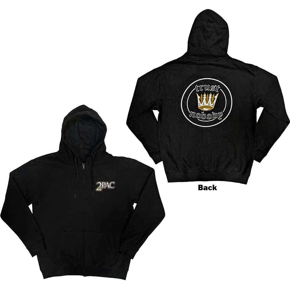 Tupac: Crown Seal Zipped Hoodie (Back Print)