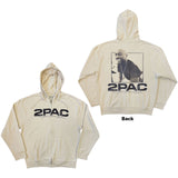Tupac: Logo & Black Portrait Zipped Hoodie (Back Print)