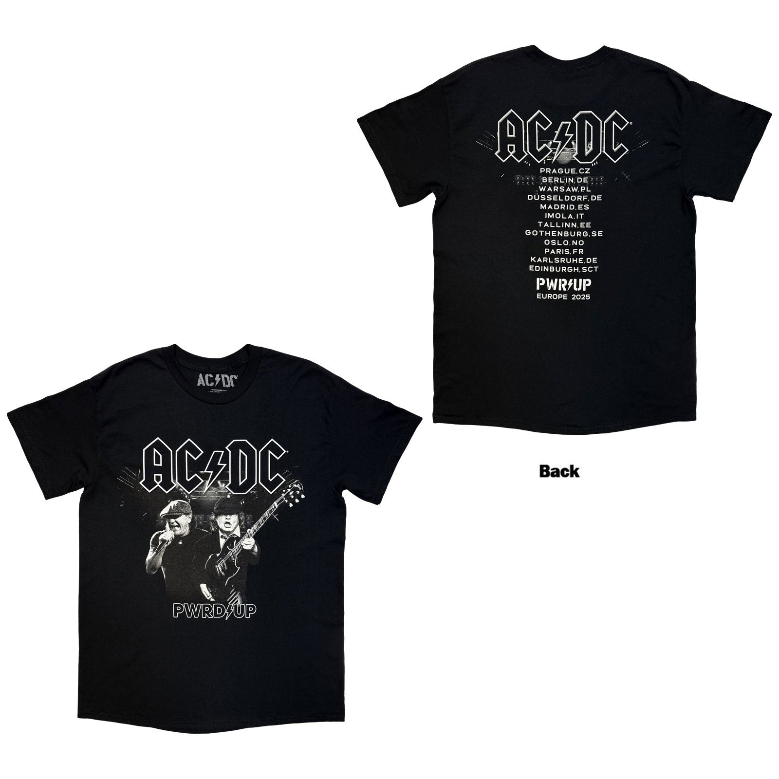 AC/DC: B&W Photo EU Tour ‘25 T-shirt – officielt merchandise