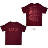 AC/DC: Logo EU Tour '25 (Maroon Red) T-shirt – officielt merchandise