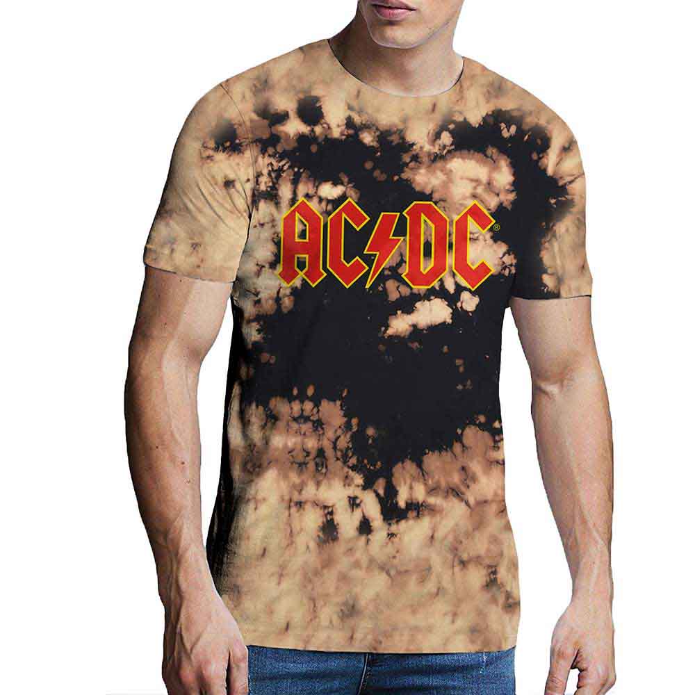 AC/DC: Logo (Dip Dye Tan And Black) (Wash Collection) T-shirt – officielt merchandise