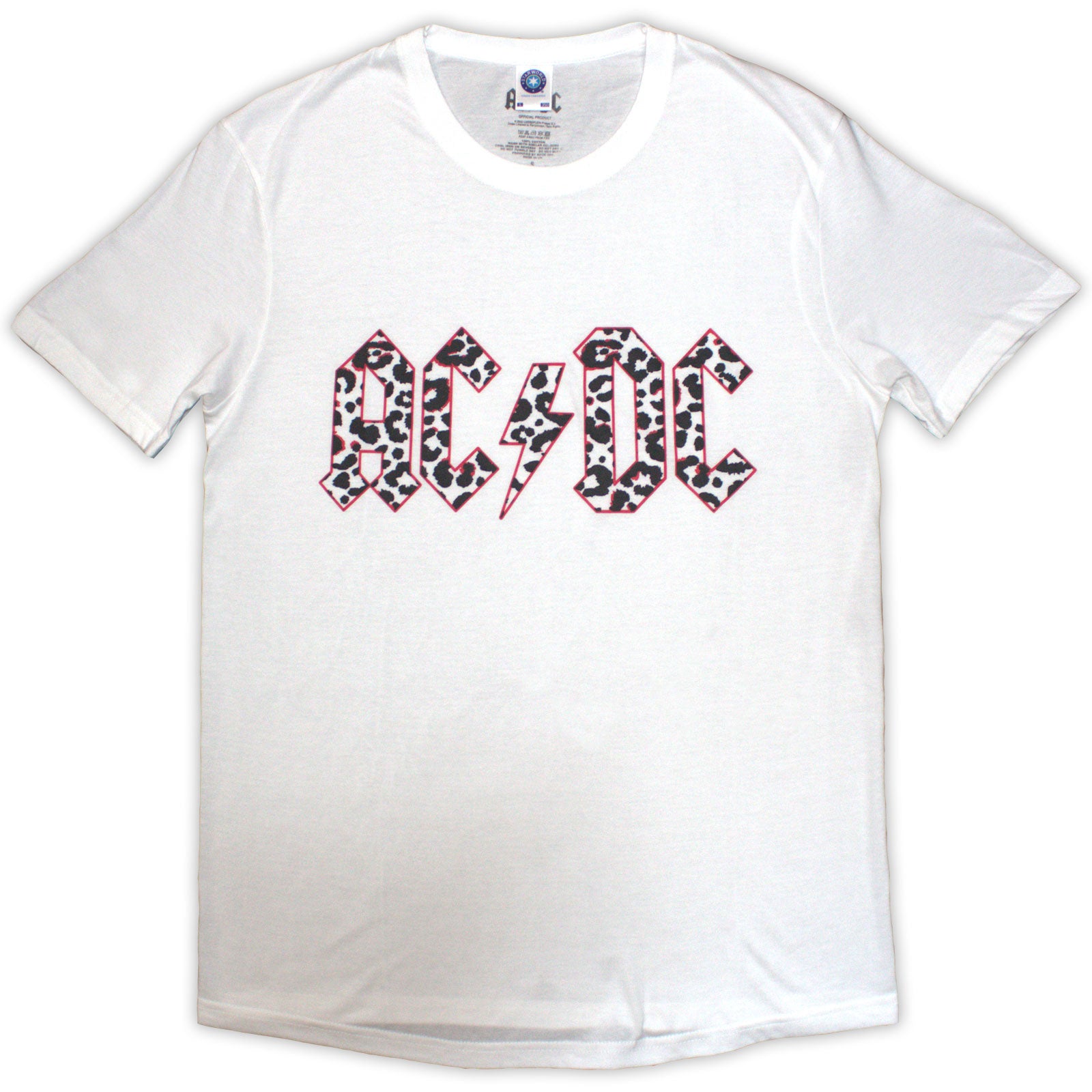 AC/DC: Mono Leopard Print Logo T-shirt – officielt merchandise