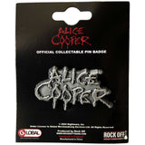 Alice Cooper: Dripping Logo Silver Pin Badge