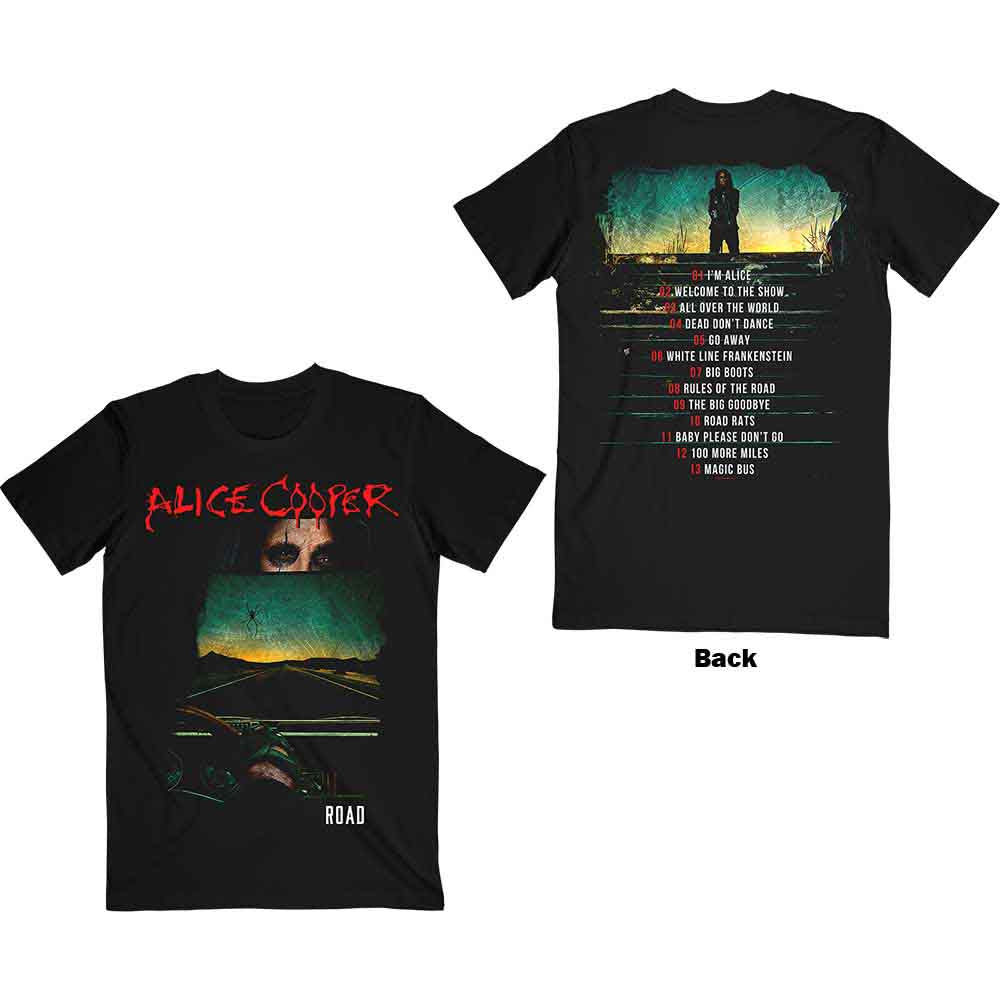 Alice Cooper: Road Cover Tracklist T-shirt – officielt merchandise