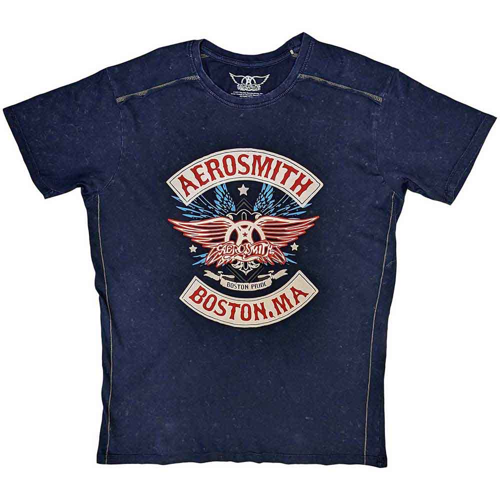 Aerosmith: Boston Pride (Navy Blue) (Wash Collection) T-shirt – officielt merchandise