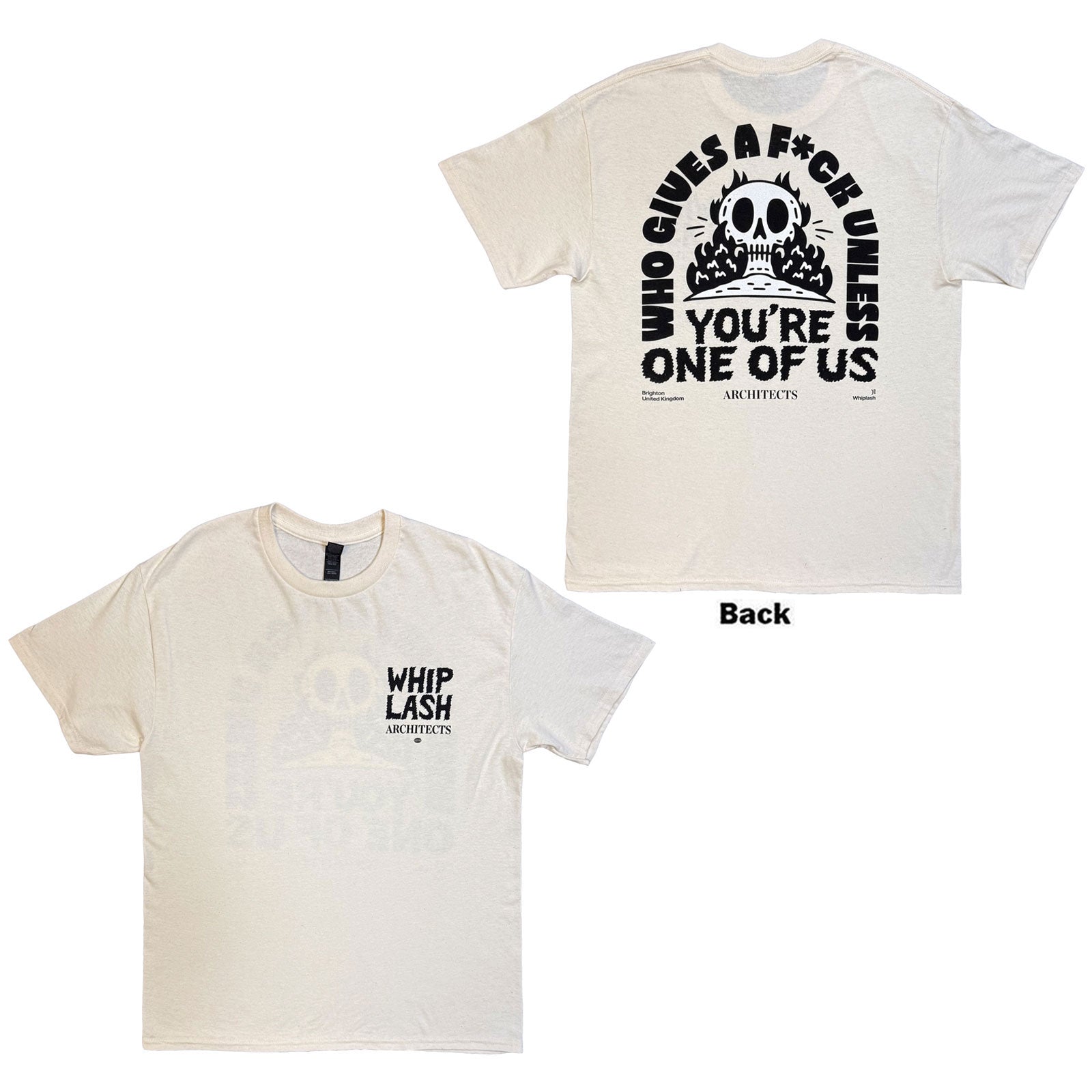 Architects: Whiplash Who Gives A Fuck (Natural) (Ex - Tour) T-shirt – officielt merchandise