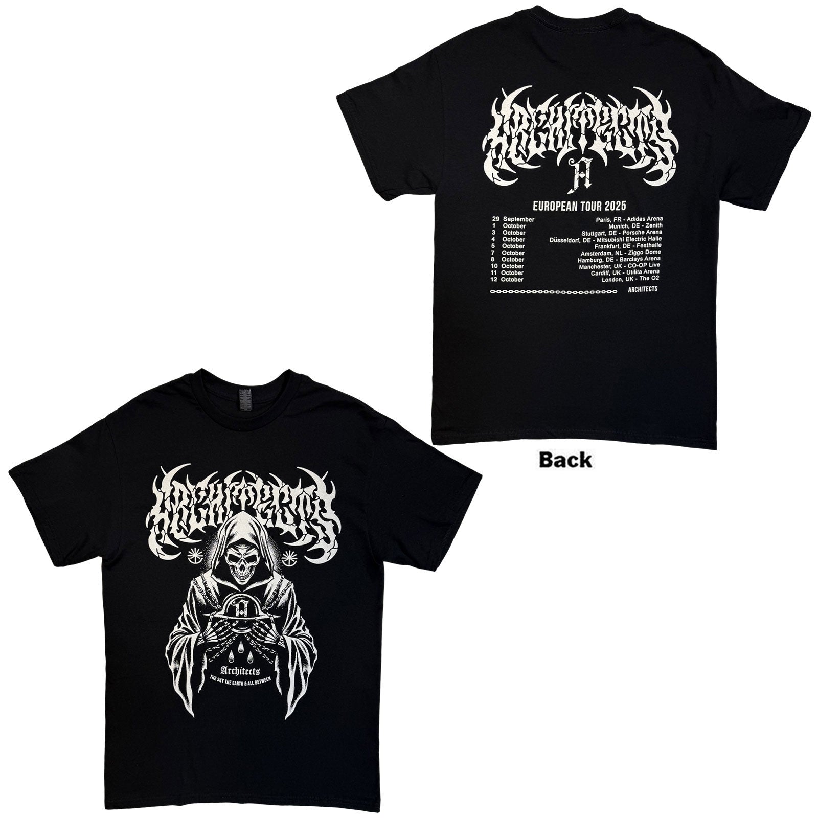 Architects: TSTE & AB Skeleton EU Tour 25 (Ex - Tour) T-shirt – officielt merchandise