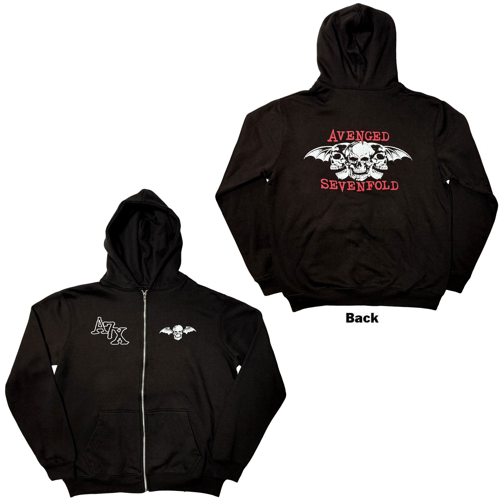 Avenged Sevenfold: Dead Head Zipped Hoodie (Back Print)