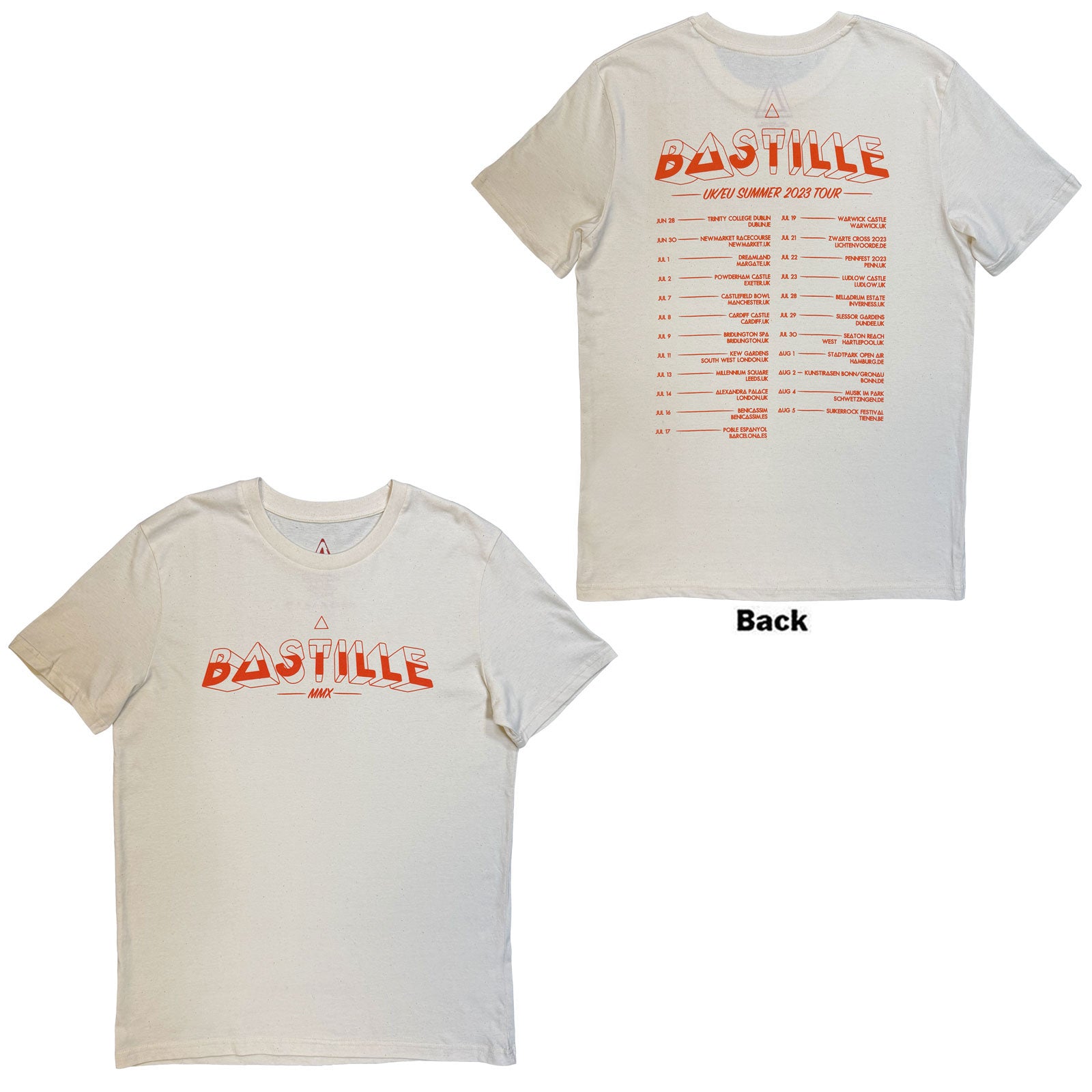 Bastille: Summer UK & EU Tour 23 (Natural) (Ex - Tour) T-shirt – officielt merchandise
