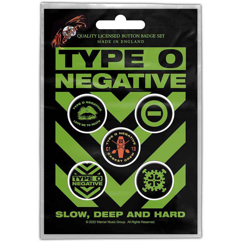 Type O Negative: Slow - Deep & Hard Badge pack – officielt merchandise