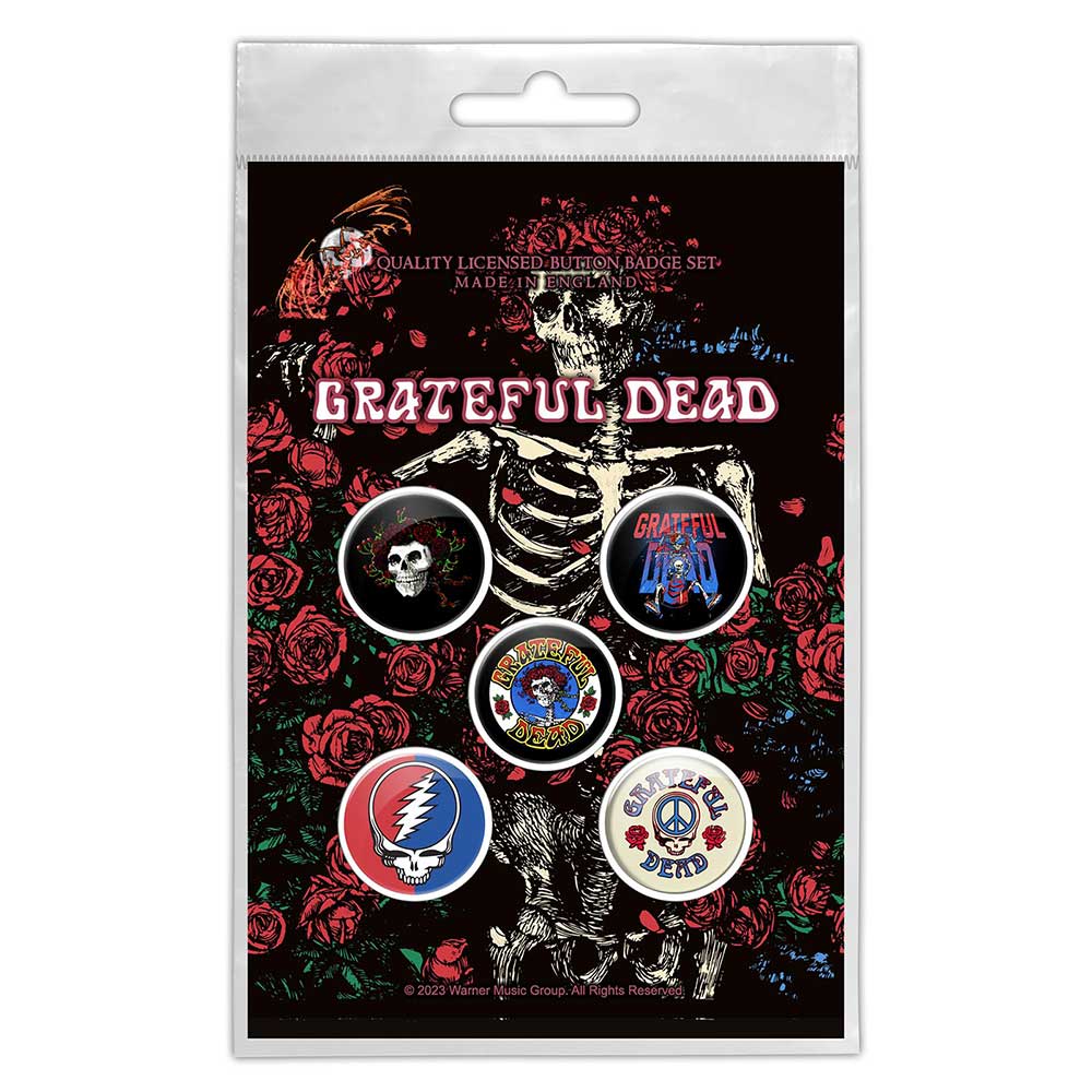 Grateful Dead: Skeleton & Rose Button Badge Pack