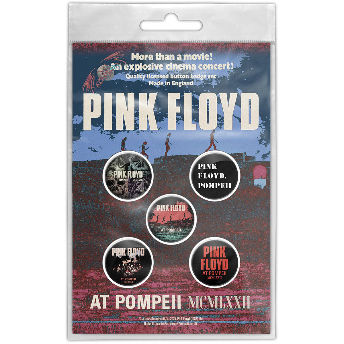 Pink Floyd: Live In Pompeii Badge pack – officielt merchandise