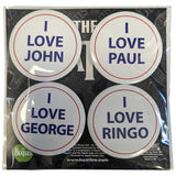 The Beatles: I Love 4 Pack Large Button Badge Pack