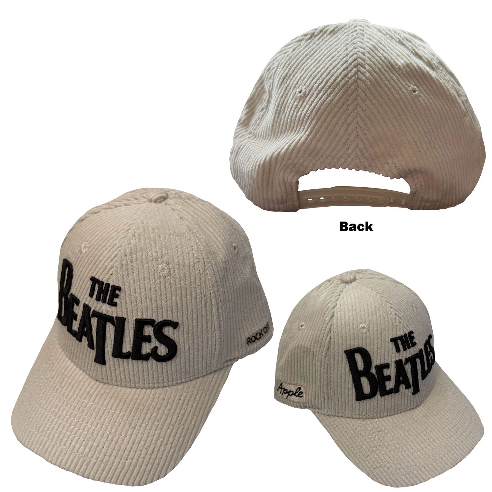 The Beatles: Drop T Logo & Apple Corduroy (Natural) Cap – officielt merchandise