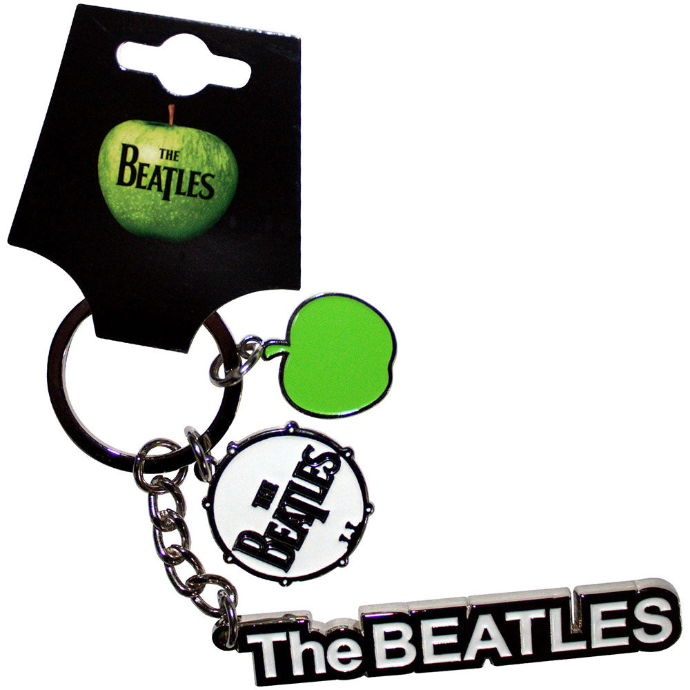 The Beatles: Text Logo Drop T Drum & Apple Charms Keychain