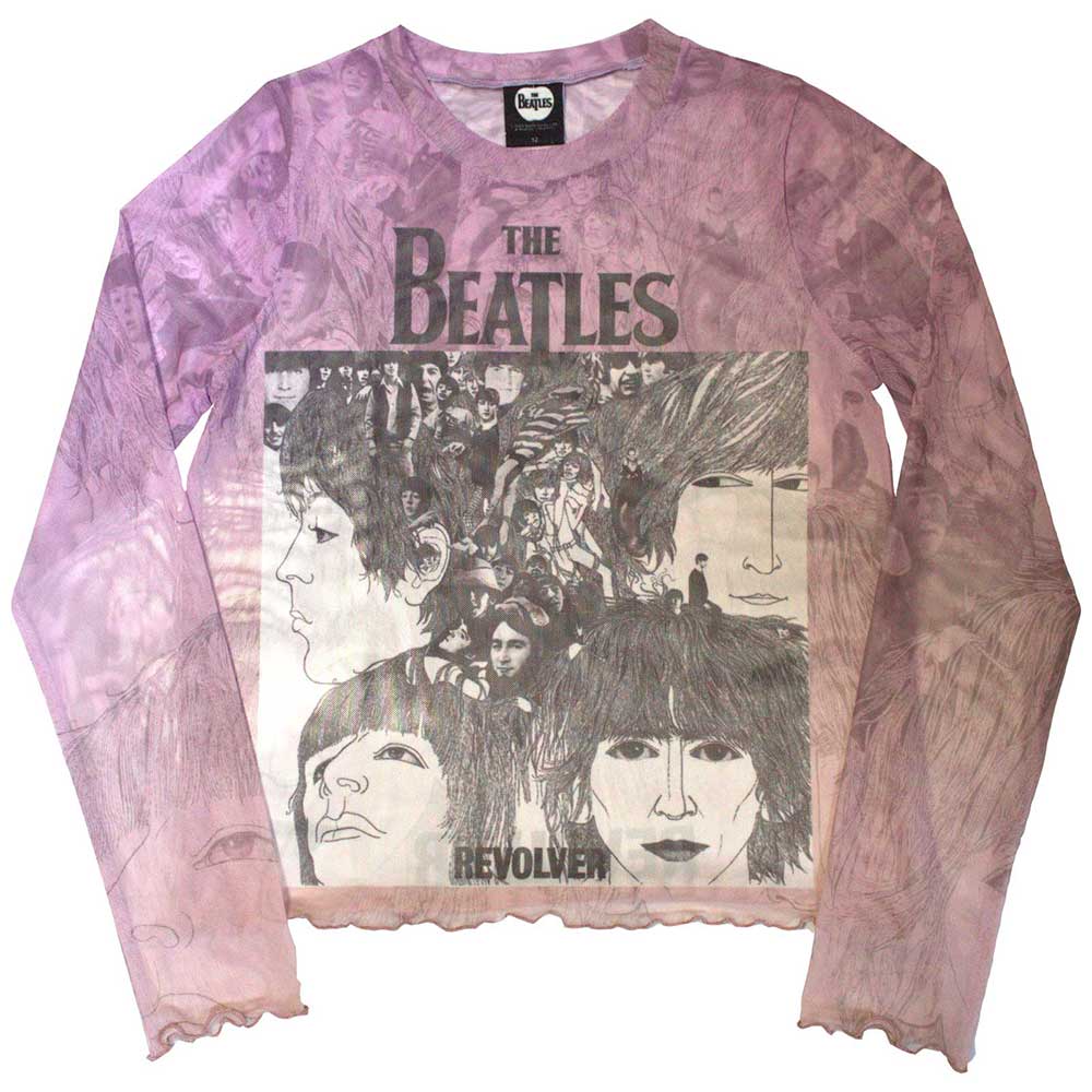 The Beatles: Revolver Long Sleeve Crop Top (Kvinder) (Mesh)