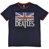 The Beatles: Drop T Logo & Vintage Flag Ringer T-Shirt