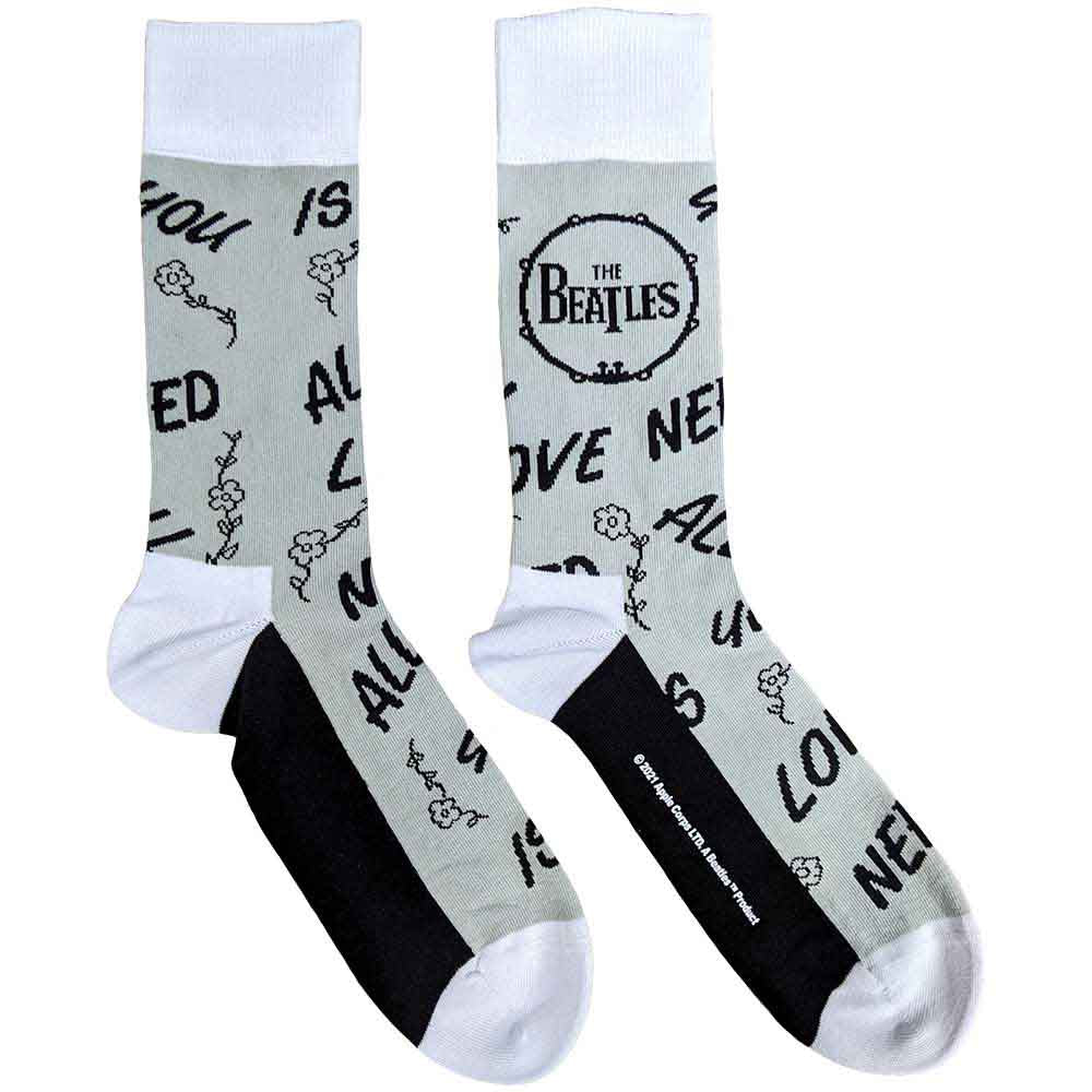 The Beatles: All You Need Is Love & Drum (UK Size 7 - 11) Strømper – officielt merchandise