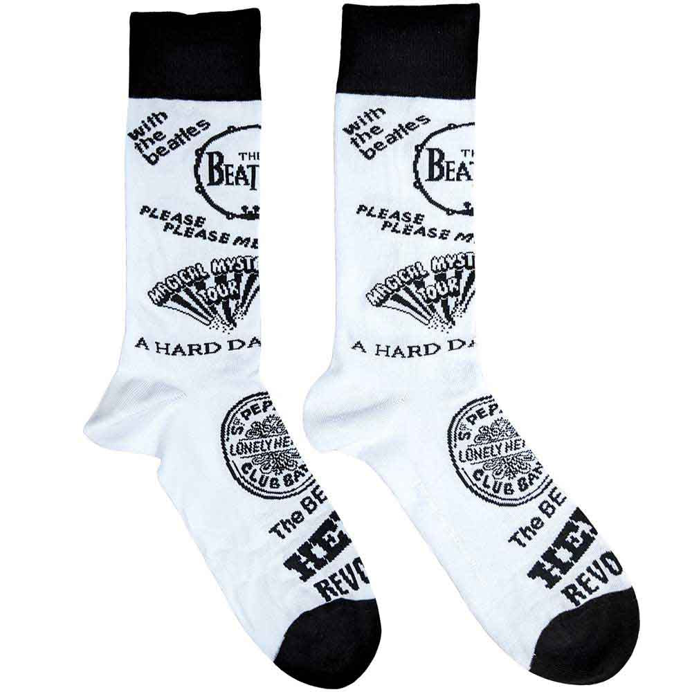 The Beatles: Albums Monochrome (UK Size 7 - 11) Strømper – officielt merchandise