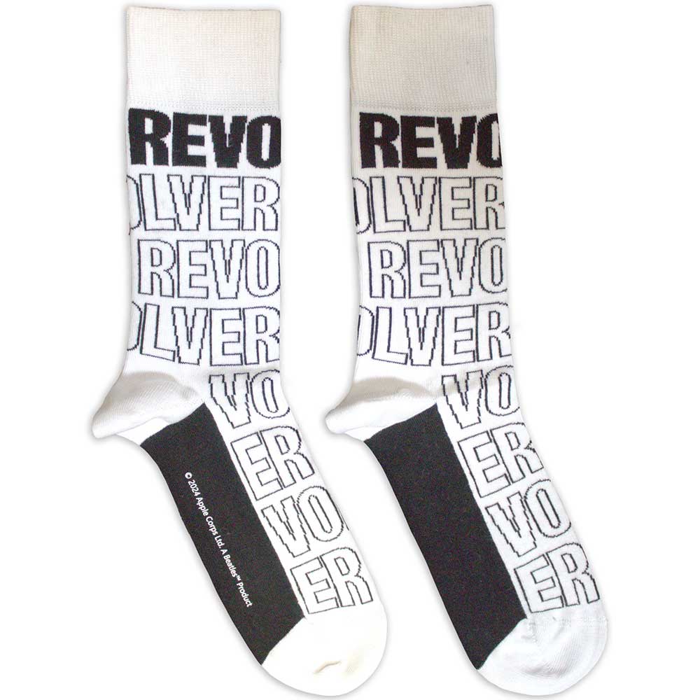 The Beatles: Revolver Text Outlines Repeat Ankle Socks