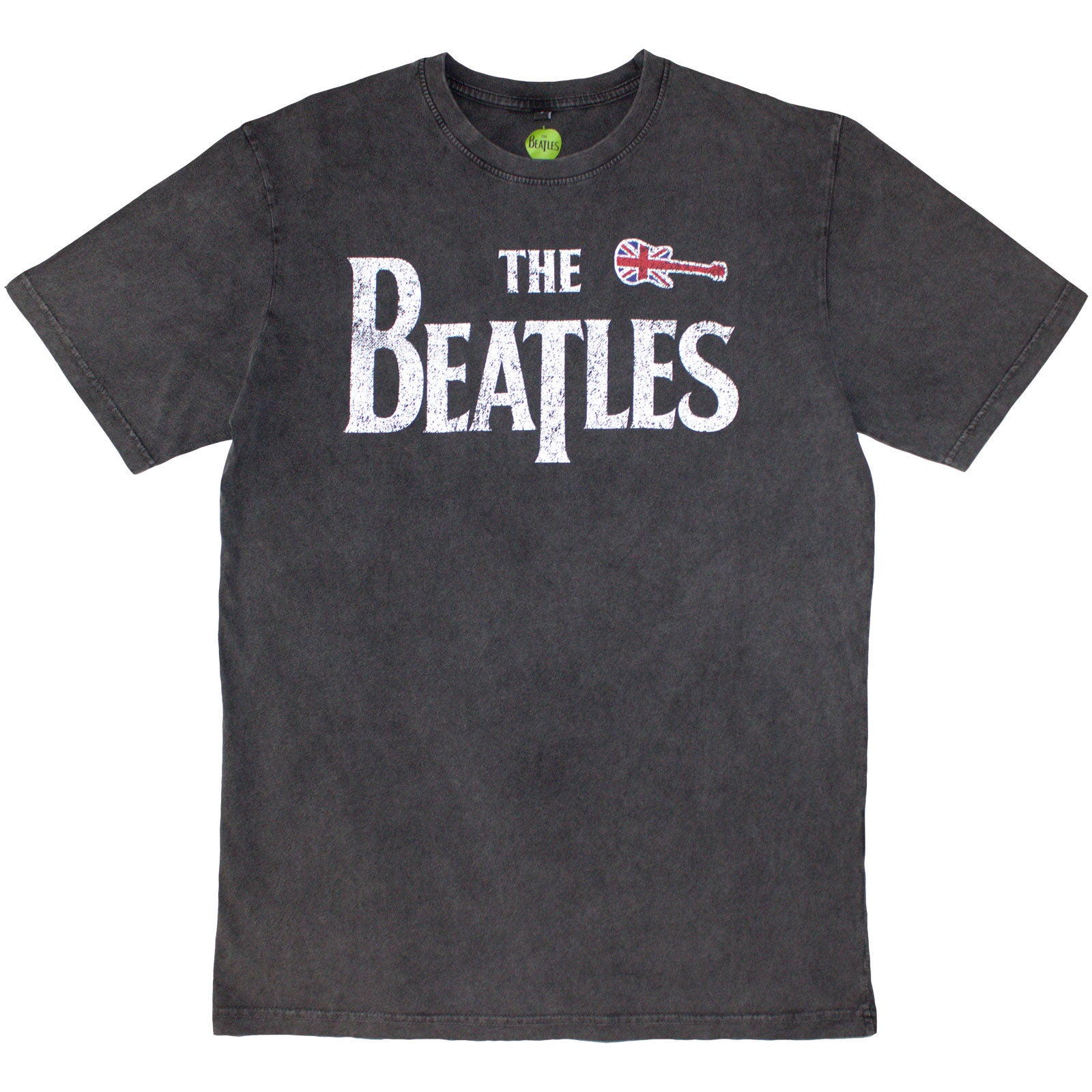 The Beatles: Guitar & Drop T Stone Wash T-Shirt (Wash)