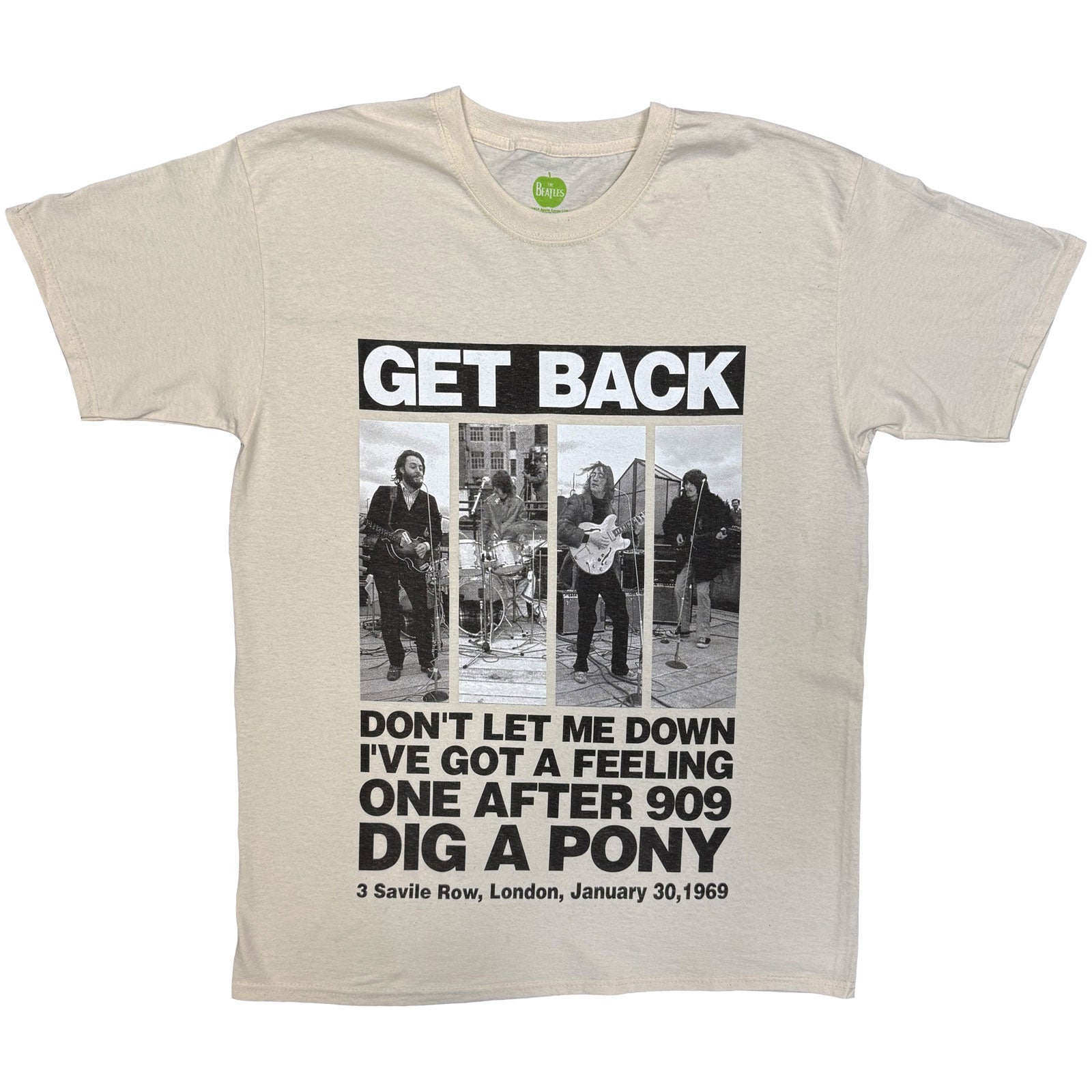 The Beatles: Rooftop Panels (Natural) T-shirt – officielt merchandise