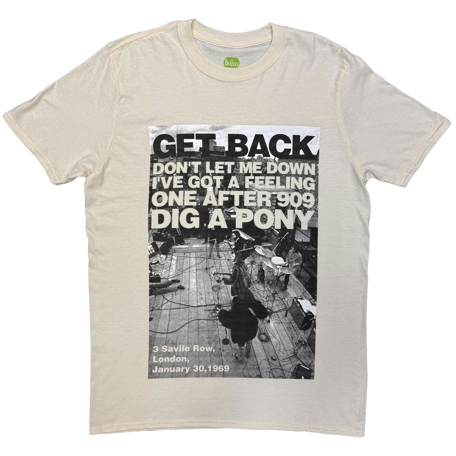 The Beatles: Rooftop Shot (Natural) T-shirt – officielt merchandise