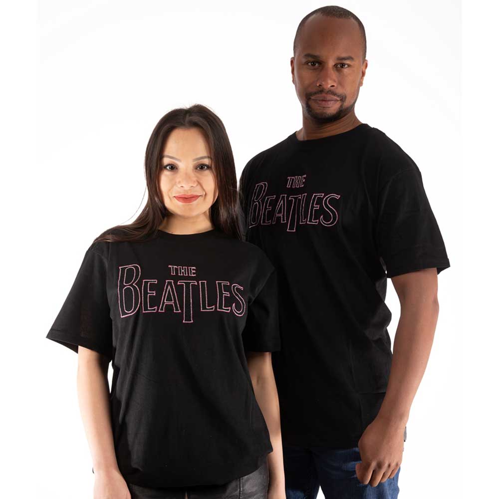 The Beatles: Drop T Embroidered (Embellished) T-shirt – officielt merchandise