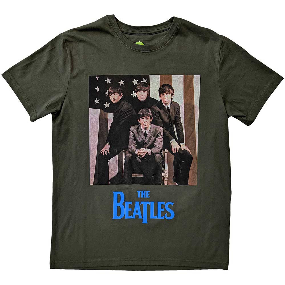The Beatles: US Flag Photo T-shirt – officielt merchandise