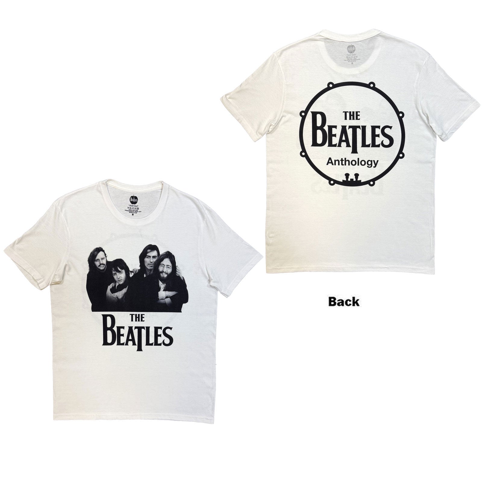 The Beatles: Group Photo Anthology Drum T-shirt – officielt merchandise