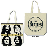 The Beatles: Four Heads with Gold Logo Cotton Tote Bag (Back Print)