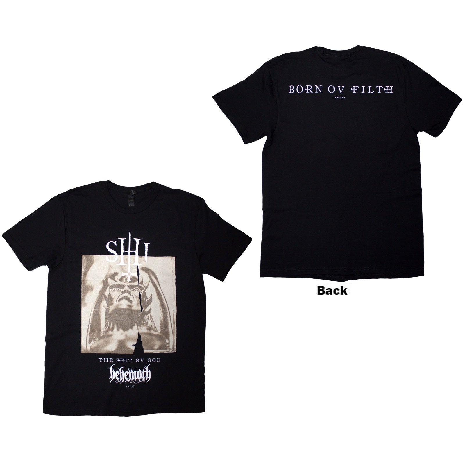 Behemoth: The Shit Ov God Parchment T-Shirt (Back Print)