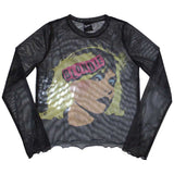 Blondie: Punk Poster Long Sleeve Crop Top (Kvinder) (Mesh)