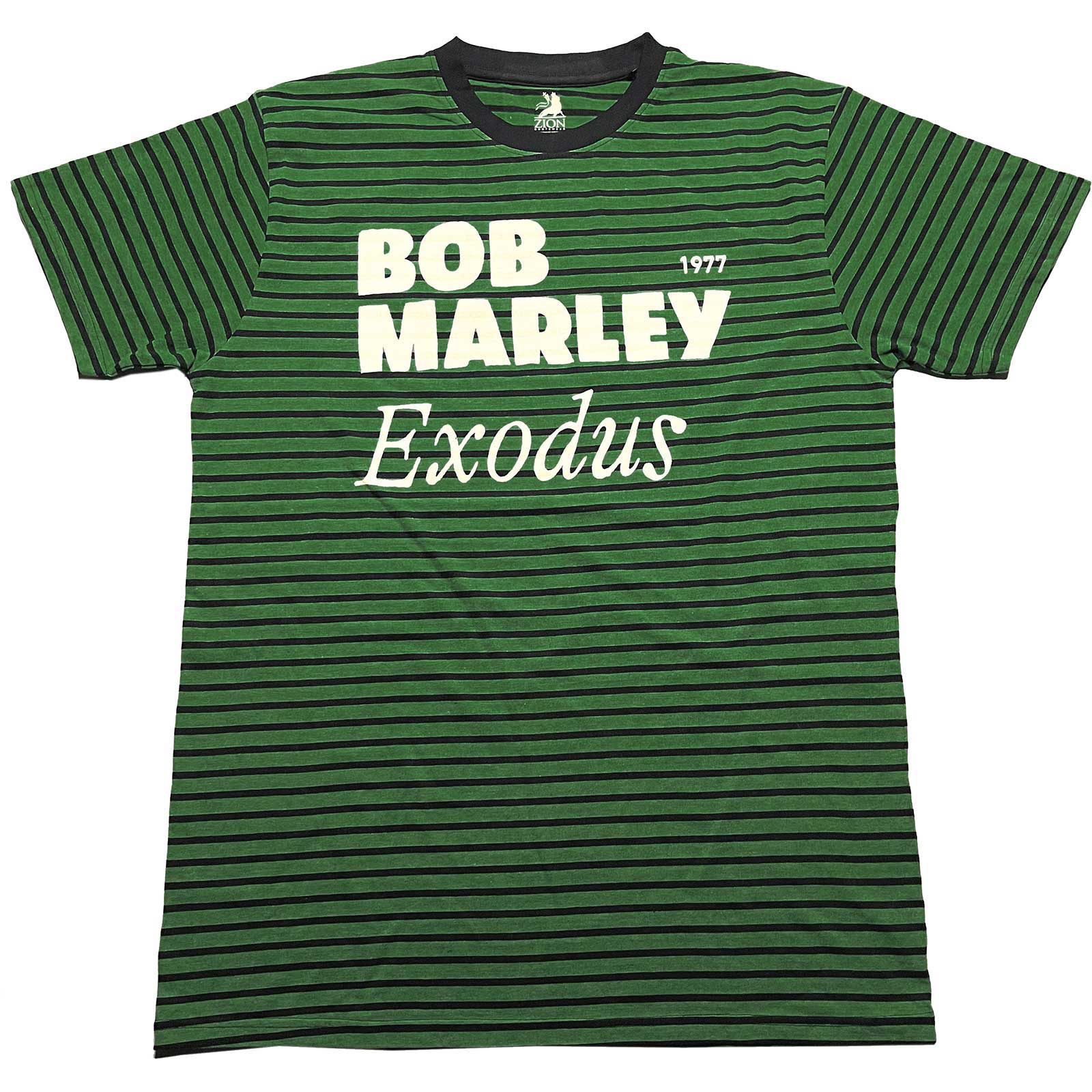 Bob Marley Unisex T-Shirt: Exodus (Stribet grøn/sort)