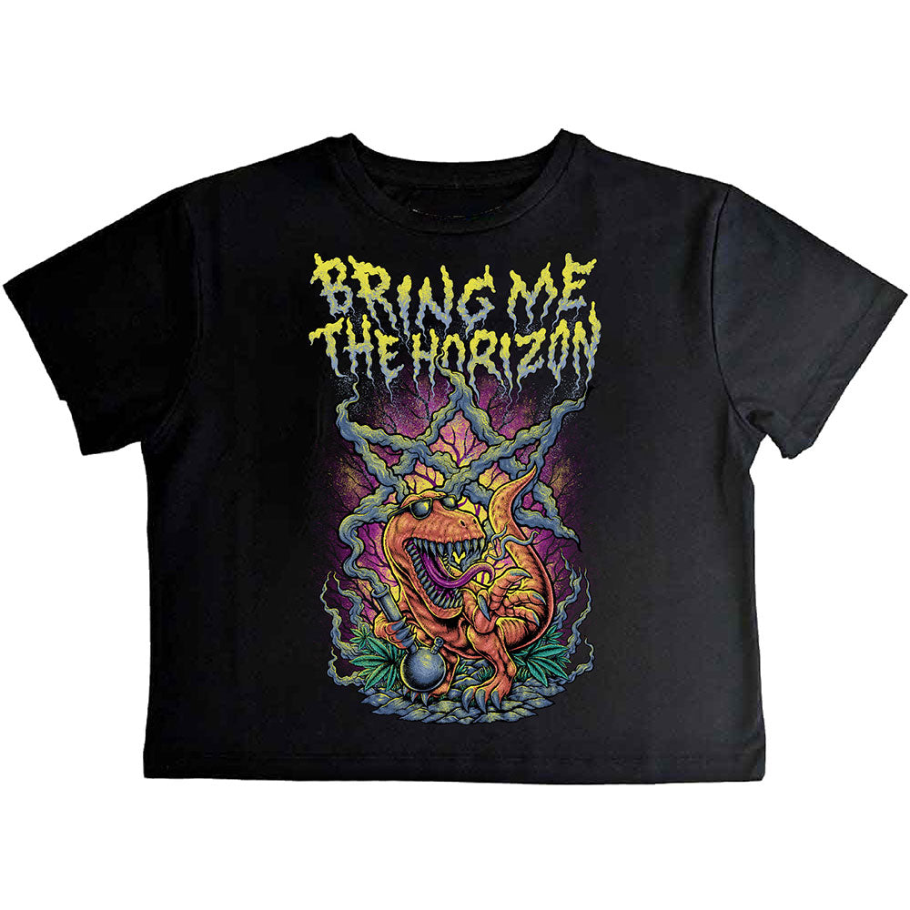 Bring Me The Horizon: Smoking Dinosaur Crop Top (Kvinder)