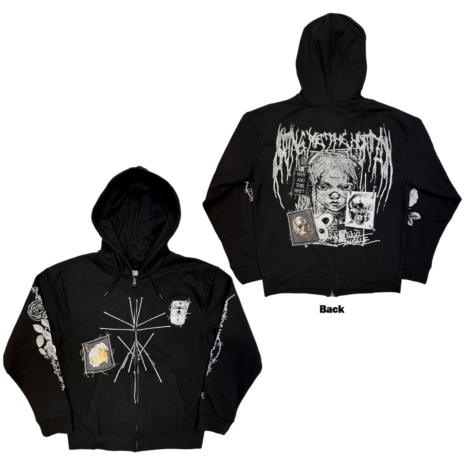 Bring Me The Horizon: Nailed Symbol Zipped Hoodie (Back Print)