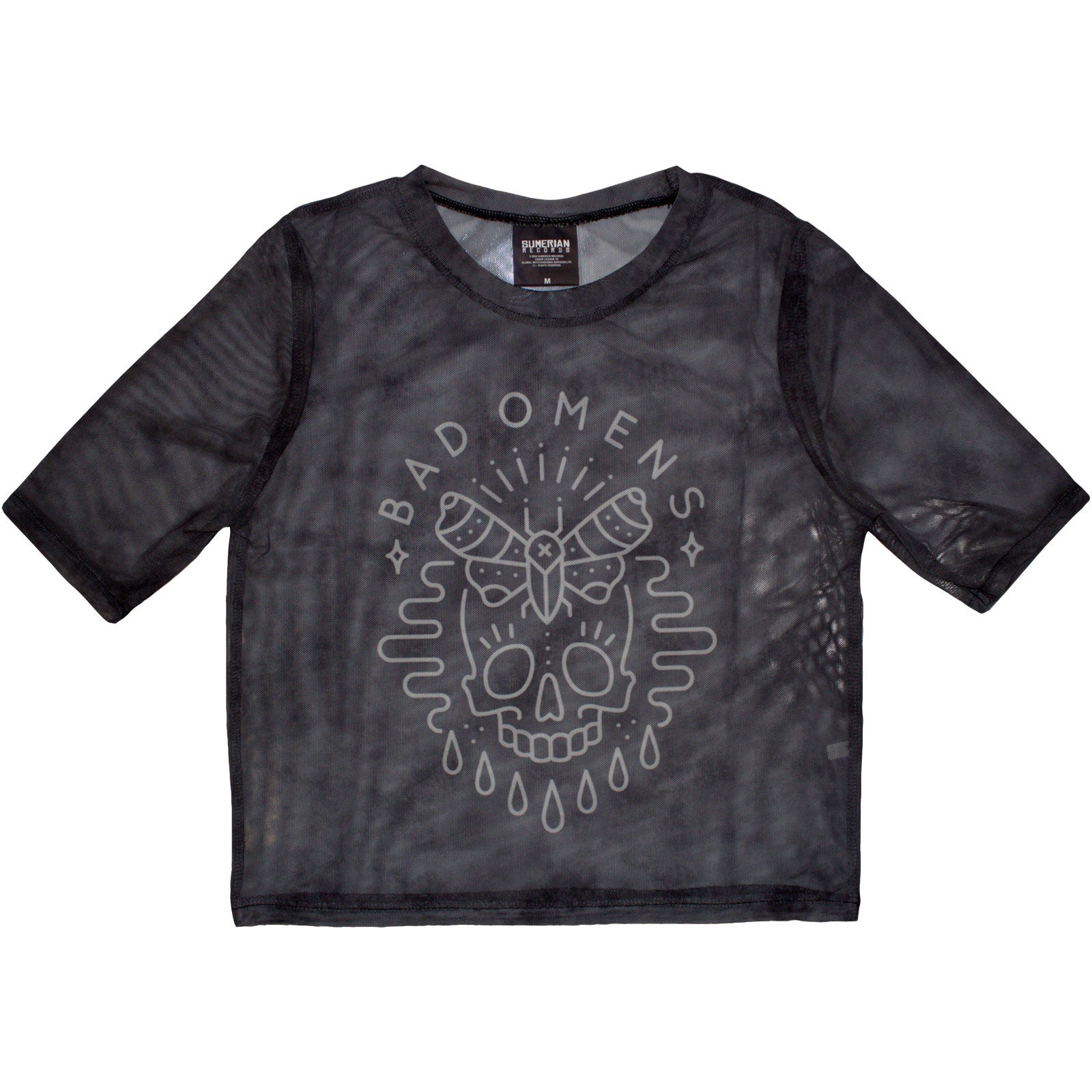 Bad Omens: Moth Skull Crop Top (Kvinder) (Mesh)
