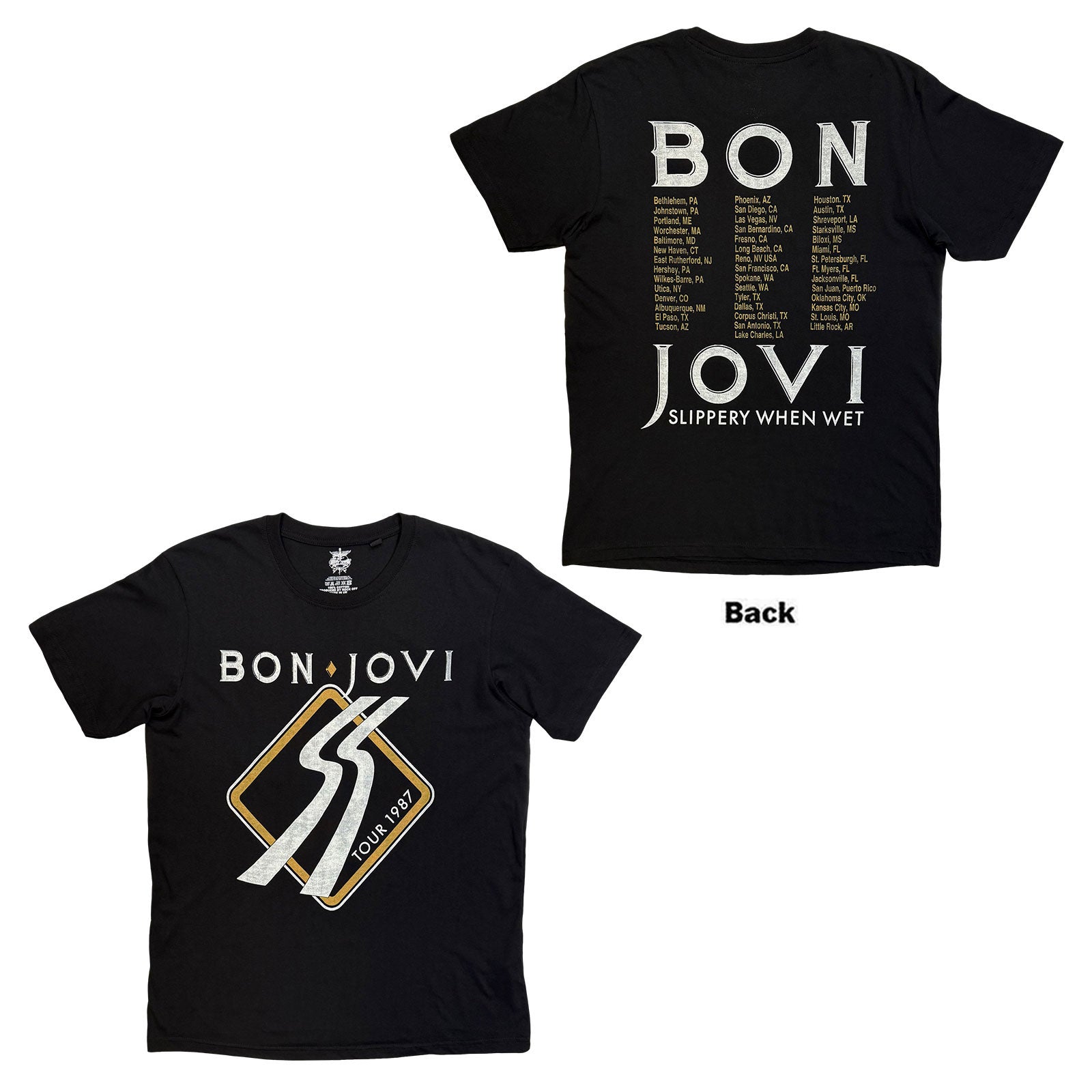 Bon Jovi: Tour '87 Road Sign T-shirt – officielt merchandise