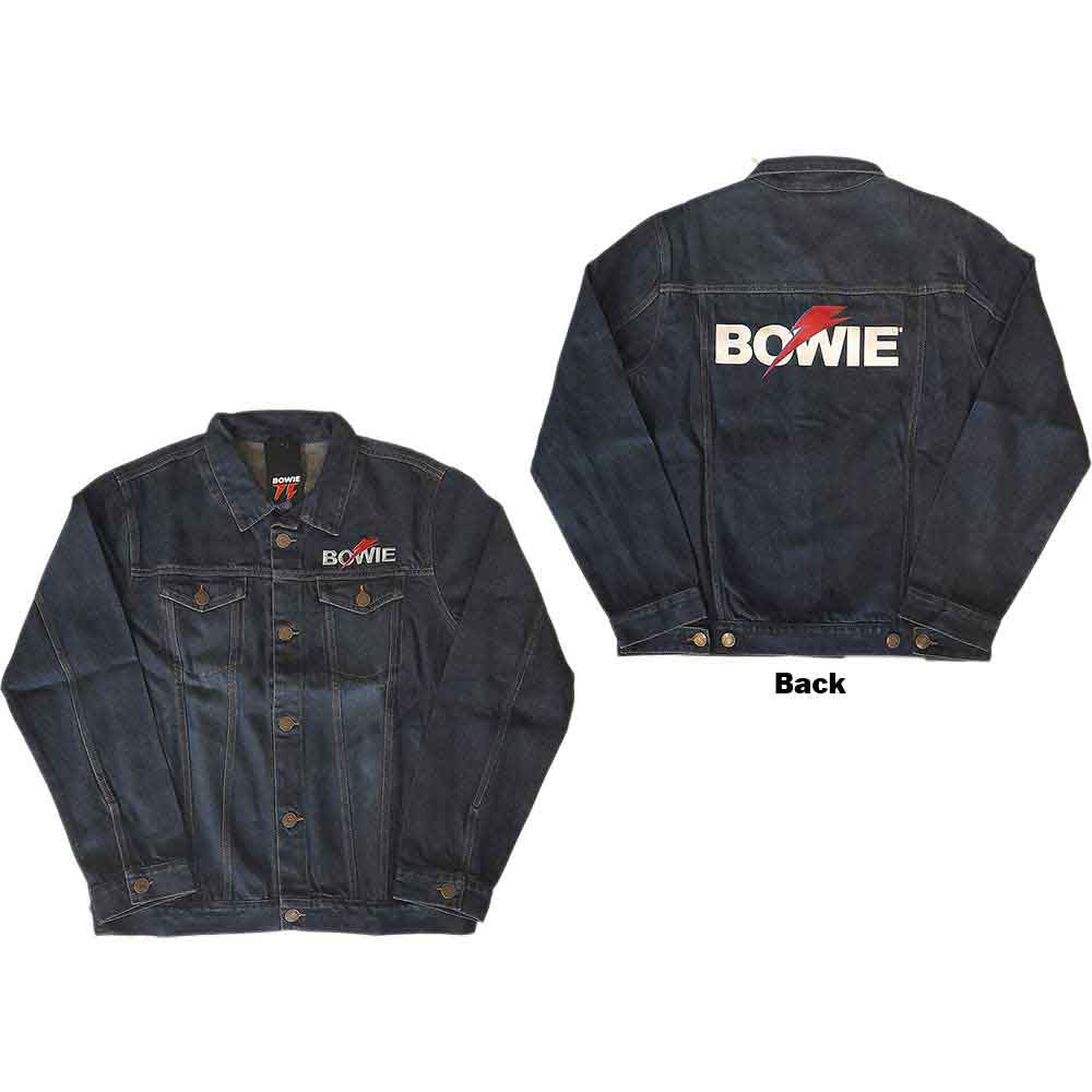 David Bowie: Flash Logo (Denim Blue) Jakke – officielt merchandise