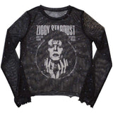 David Bowie: Ziggy v1 Long Sleeve Crop Top (Kvinder) (Mesh)