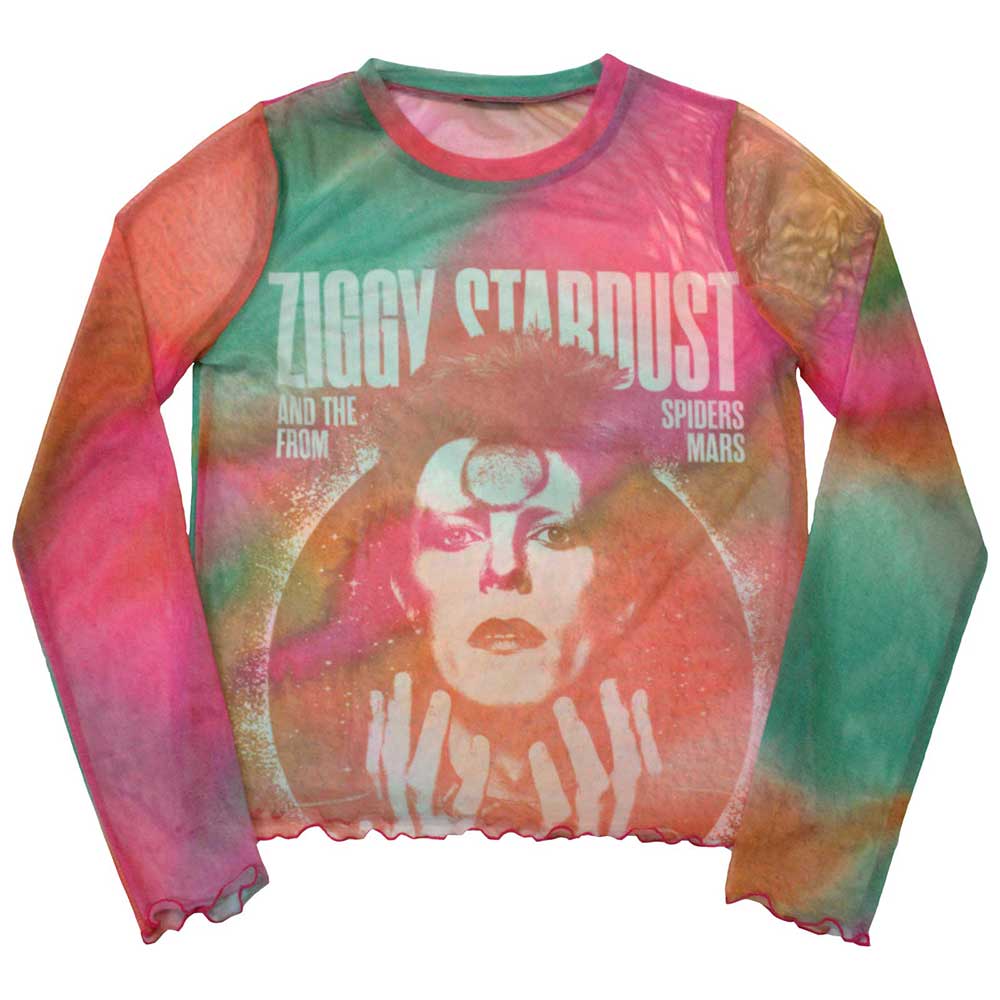 David Bowie: Ziggy v2 Long Sleeve Crop Top (Kvinder) (Mesh)