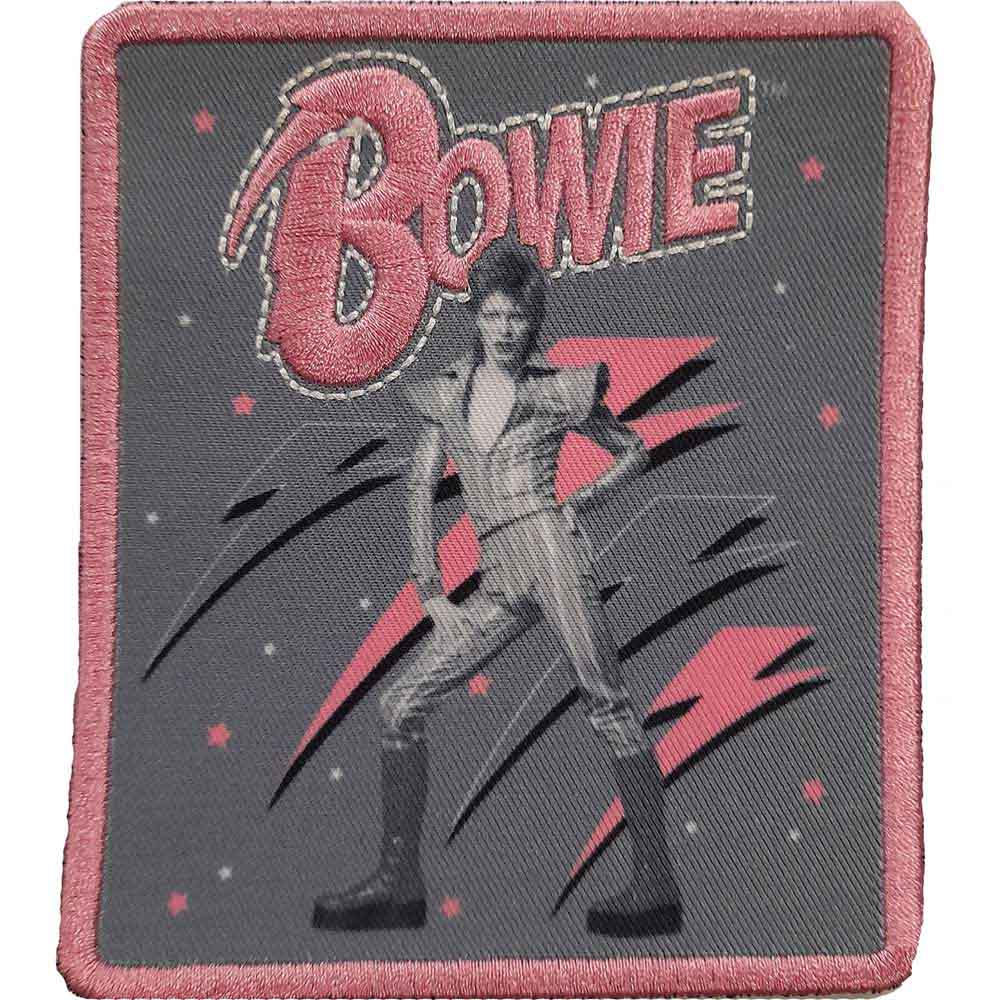 David Bowie: Pink Flash Woven Logo Patch – officielt merchandise