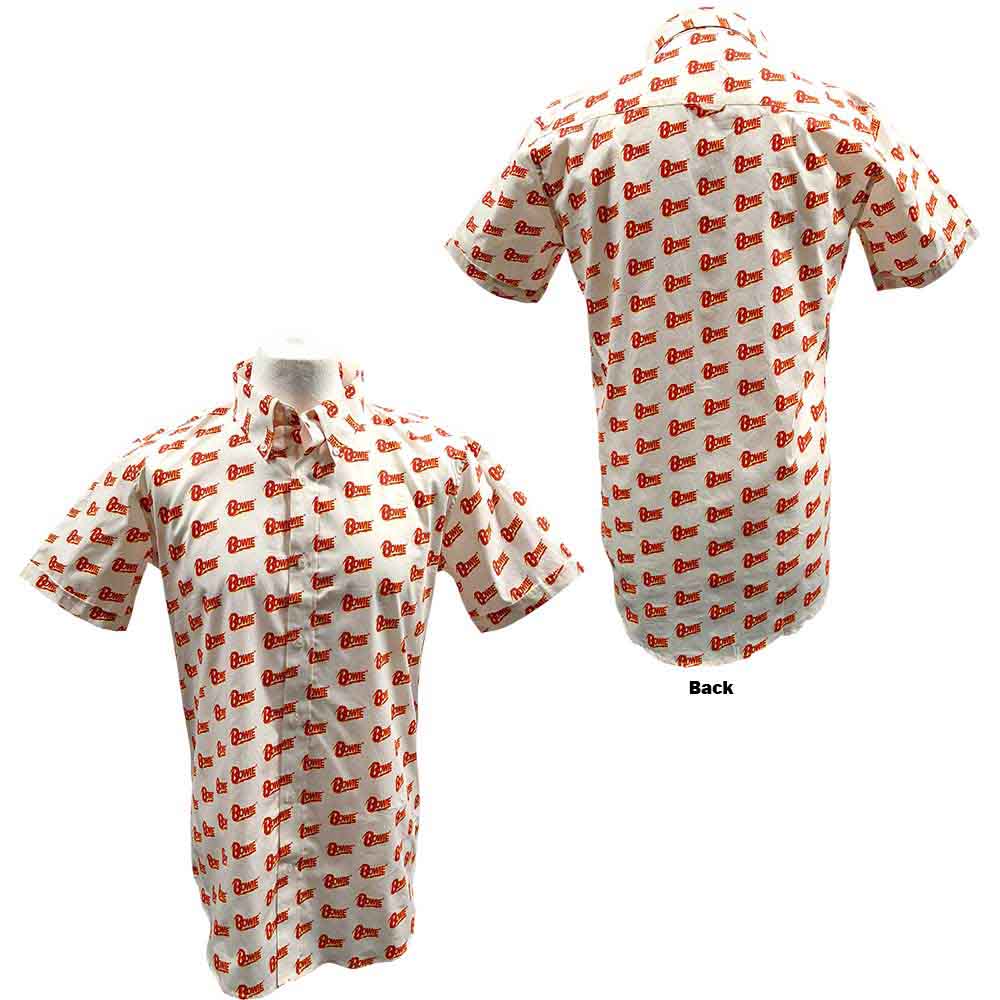 David Bowie: Logo Pattern (All Over Print) Casual Shirt – officielt merchandise