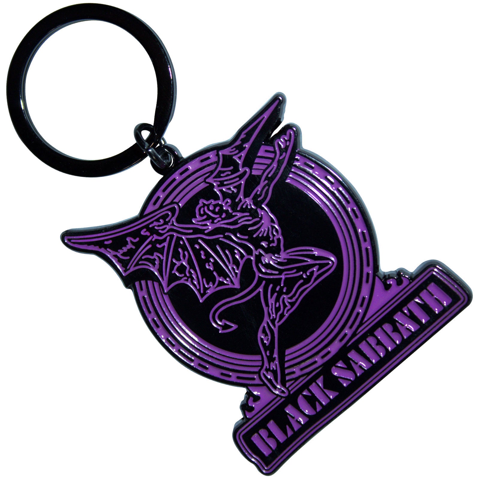 Black Sabbath: Purple Text Logo & Daemon Keychain