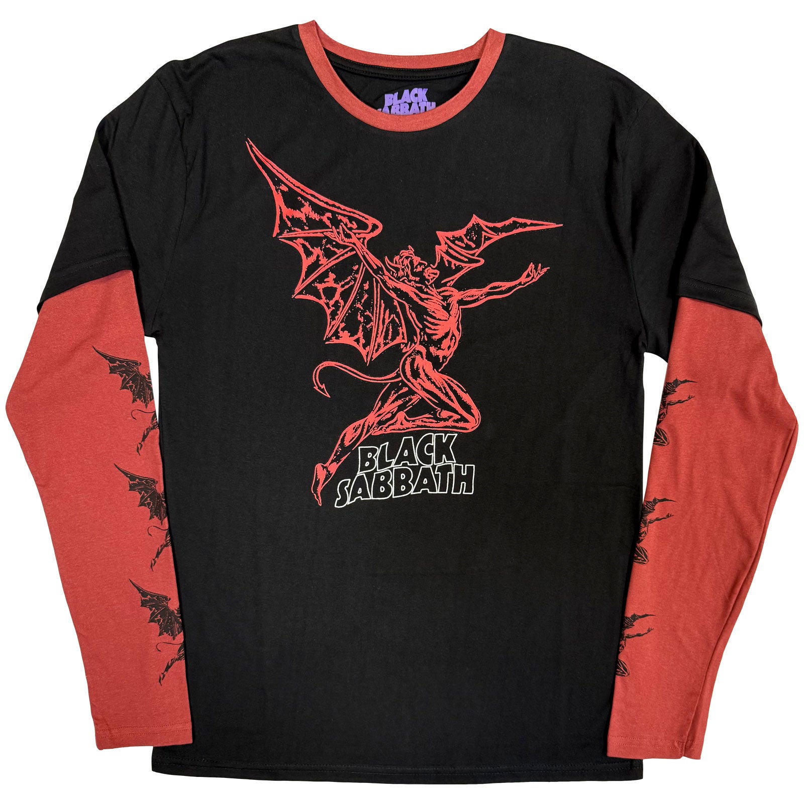 Black Sabbath: Red Henry Wavy Logo (Black & Red) (Sleeve Print) Long Sleeve – officielt merchandise